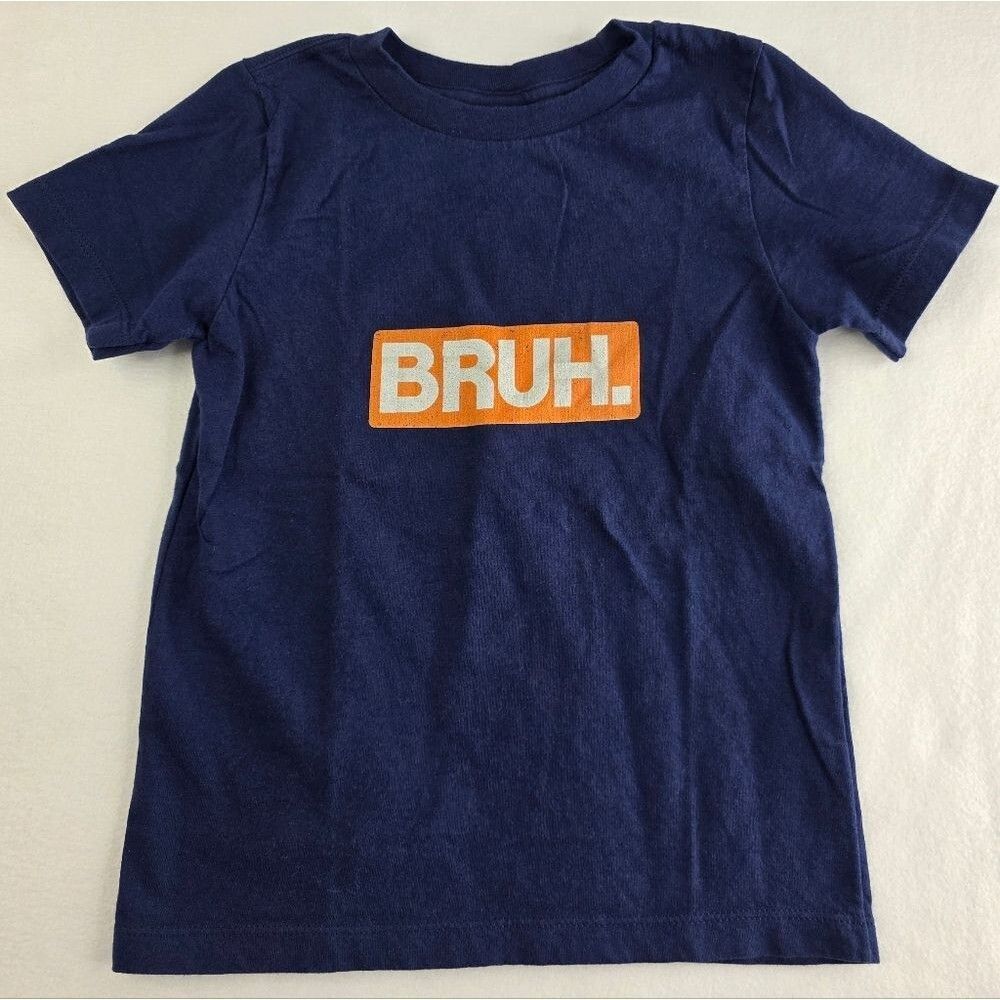 Kids Toddler 4T Navy BRUH Graphic Tee Unisex 0373-CB